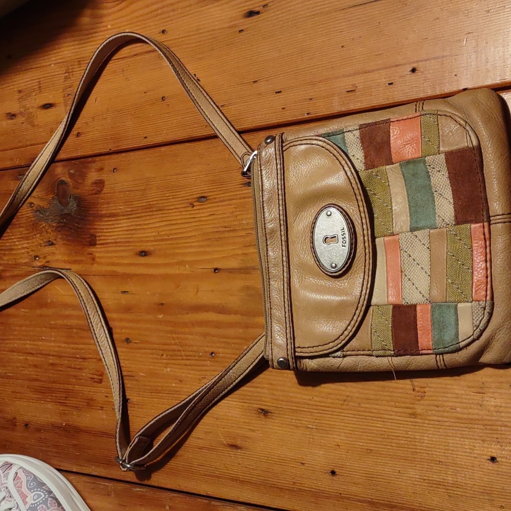 Fossil Brown patchwork purse